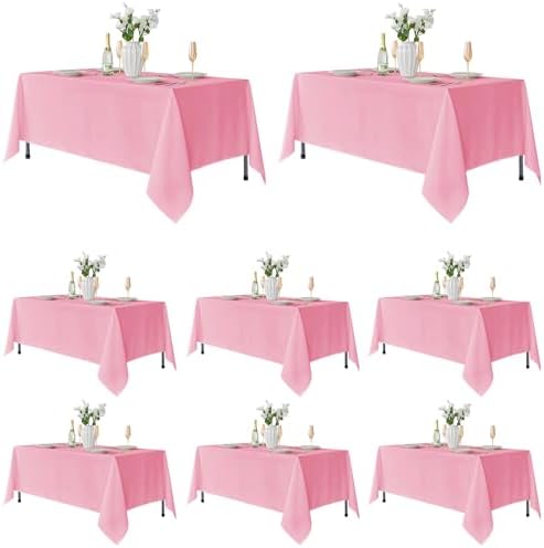 Fitable 8 Pack Pink Tablecloths 70x120 Inch for 6-8 Ft Rectangle Tables by Fitable