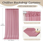 30ft x 10ft Dusty Rose Backdrop Curtains, Wrinkle-Free Sheer Chiffon Fabric Photo Backdrop Drapes for Wedding Arch Party Ceremony Stage Photography Birthday Decorations - Image 5
