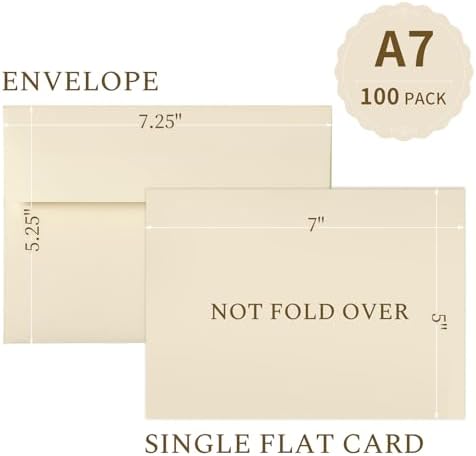 Goefun 5x7 Invitation Bundle - 100 Sheets 5x7 Cream Blank Flat Note Cards & 100 Sheets Cream A7 Self-Seal Envelopes & 120 Sheets 115GSM Floral Vellum Jackets for Wedding, DIY & Parties - Image 3