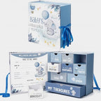 Beeveer Baby Keepsake Box Newborn Memory Organizer with 9 Labeled Compartments First Keepsake Book Gift Box for Pregnancy Mother"s Day Baby Shower New Maternity(Blue,Blue Elephant) by Beeveer