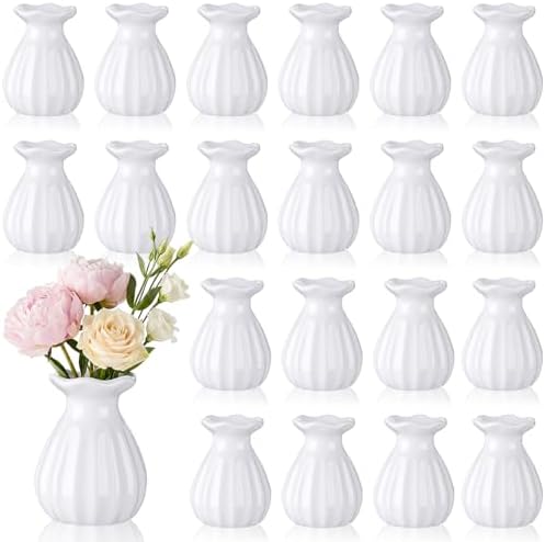 20 Pieces 3.5 Inch Glass Bud Vase Mini, White by Unknown
