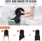 VEVOR 50 Pcs Flat-Front Chair Covers Polyester Spandex Stretch Slipcovers for Wedding Party Dining Banquet, Black - Image 4