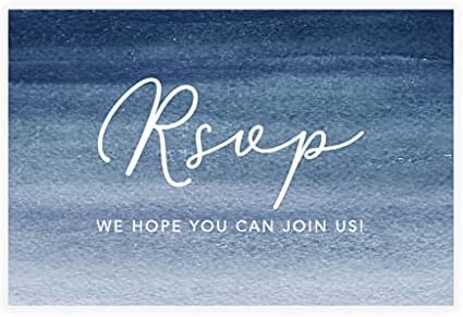 Andaz Press 56-Pack Personalized RSVP Postcards for Wedding Navy Blue Ombre Watercolor Cardstock Response Reply Cards for Bridal Shower Baby Shower Birthday Event Custom Date Return Address 4 x 6-Inch by AndazPress