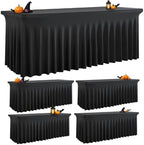 Spandex Tablecloth 8FT Rectangle Table Cover 4 Pack Black Wrinkle-Free by Outpain