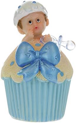 Keepsake Figurine 12 pcs Baby Boy Inside Blue Cup Cake | Awesome Decorations or Party Favors | for Pregnancy Announcements, Gender Reveals, Birthday and Special Celebrations - Image 2