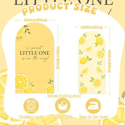 2PCS Lemon Baby Shower Decorations Arch Backdrop Cover 6ft 7.2ft Stretchy Spandex A Sweet Little One is on the Way Backdrop for Lemon Baby Shower Party Supplies Photo Props - Image 2