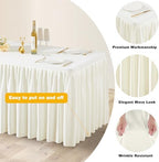 Wish Care Cream White Polyester Table Clothes for 8 Foot Rectangle Tables, Wrinkle Free Fitted Table Cover with Pleated Ruffle Table Skirt for Birthday Party Wedding Trade Show Event Display - Image 4