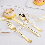 N9R 500PCS Gold Plastic Silverware, Disposable Plastic Cutlery/Utensils - Image 6
