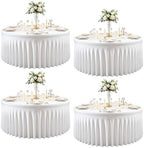 4 Pack White Round Spandex Tablecloths, 5FT/60In Fitted Stretchy Table Cloth with Skirt, Washable Tablecloth, Circle Wrinkle Free Table Cover for Wedding Party Dining Banquet Events by Torrowsrort
