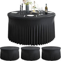 4 Pack Black Spandex Round Tablecloths for 60inch Table, Wrinkle Free 120inch Stretchy Fitted Round Table Cloths Covers with Skirt for Wedding Birthday Parties Banquet Events by Htper