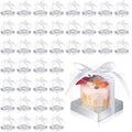 Thenshop 50 Pcs Clear Cupcake Boxes Individual 3.5 Inch, Silver by Thenshop