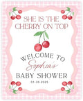 Andaz Press Personalized She's The Cherry on Top Baby Shower Decorations, Custom Pink Gingham Cherry Themed Party Decorations Baby Shower Welcome Sign Decor, 16x20 Inch by AndazPress