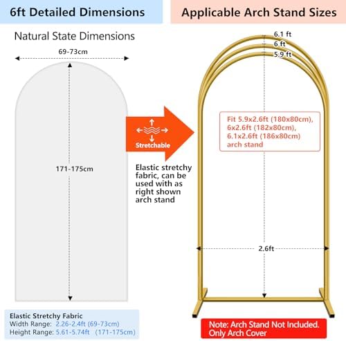 Hemmotop Stretchy Arch Backdrop Cover Set, White, 7.2ft, 6ft, Set of 2 - Image 3