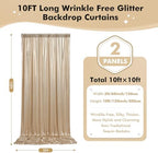 20ftx10ft Thick Champagne Sequin Backdrop Curtain Panels for Parties, Wrinkle Free Glitter Sparking Photo Backdrop Drapes, 4 Panels 5x10ft Shimmer Back Drop Cloth for Wedding Birthday Photography - Image 4