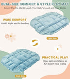 5-in-1 Baby Play Gym and Tummy Time Mat, 12 Learning Cards, Plush Activity Mat with 6 Toys, Baby Gym, Convertible to Ball Pit, Baby Gift, Blue - Image 4