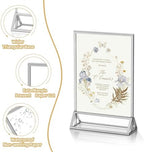 PPH-Sisy 5x7 Acrylic Sign Holder, 14 Pack Silver Picture Frames Table Top Sign Holders Flyer Menu Holder, Double-Sided Clear Photo Frames for Wedding Office Home Event - Image 4