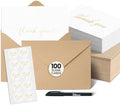 100 Pieces of White With Gold Thank You Cards, Two Thank You Notes Designs, 4x6 Inch Thank You Card, Elegant Thank You Cards Baby Shower, Thank You Cards With Envelopes Bulk with 120 Stickers, Free by Unknown