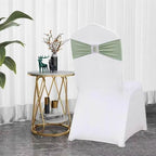Spandex Sage Green Chair Sashes Bows 50 PCS Stretch Chair Cover Band - Image 4