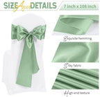 120 PCS Sage Green Satin Chair Sashes, 7 x 108 Inch - Image 3