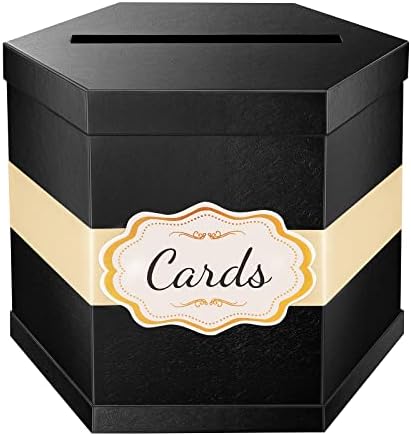 ROSEGLD Black Card Box, Card Receiving Box with Ribbon 14x12x12 Inches by ROSEGLD
