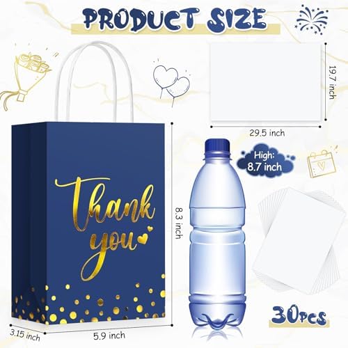 Tinlade 30 Pcs Thank You Gift Bags Small with Tissue,Dark Blue - Image 2