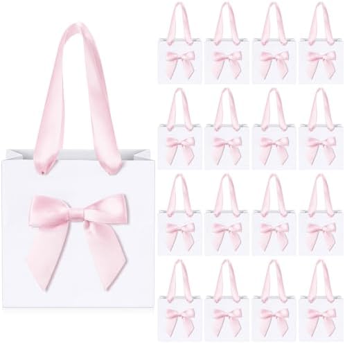Kolldenn 50 Pcs Small Gift Favor Bags White Pink by Unknown