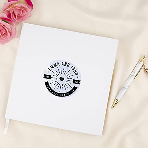 Andaz Press Personalized Wedding Guestbook with Gold Accents, Nautical Beach Heart White Guest Sign in Guest Registry 120 Pages 8.5 X 8.5 Memories Book for DIY, Scrapbook, Photo Album - Image 2