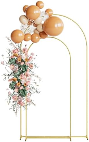 Wedding Arch, Metal Arch Backdrop Stand, Gold, 7.2FT, 6FT by AEPOALUA