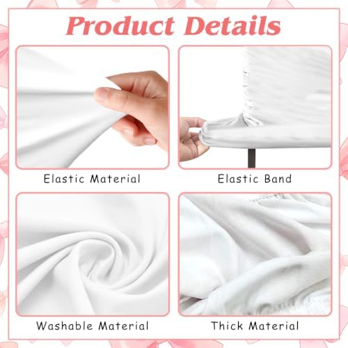 Pink Bows Arch Backdrop Cover Kit 6FT, Stretchy White Photography Background Stand Cover with 44 Satin Bows for Bridal Baby Shower Birthday Party 3D Bowknot Princess Photo Booth Decor - Image 5