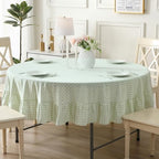 Pile Green White Gingham Table Cloth Round Dia.60 by KMASANIJI