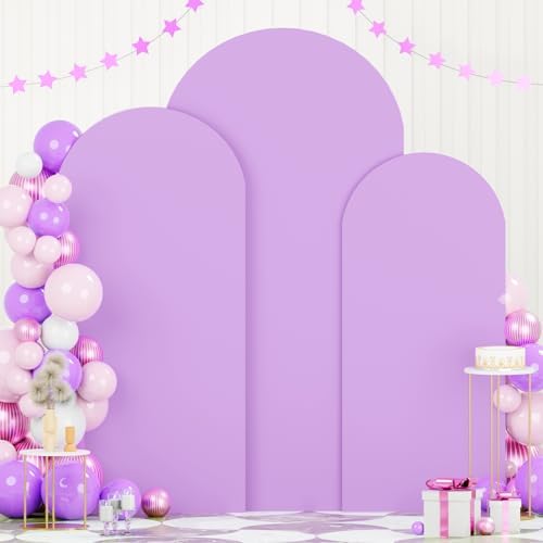 FOTSHARER 7.2FT 6.6FT 6FT Lavender Arch Cover Set of 3 Wedding Arch Cover Fabric Spandex Arches Backdrop Cover for Metal Arches Frame Arch Covers Stretchy Backdrop for Wedding Baby Shower Decoration by FOTSHARER