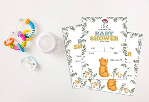 Pack of 30, Boy/Girl Baby Shower Party Collection, Baby Shower Invitation Cards, Fill in the Blank Invites WIth Envelopes, Fox Theme Party Supplies - Image 4