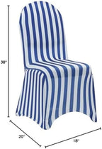 YOUR CHAIR COVERS - 50 Pack Striped Royal Blue and White Stretch Spandex Chair Cover - Wedding Slip Covers, Premium Quality Cover - Image 6