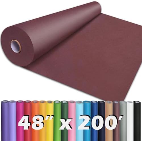 PerkHomy 48" x 2,400" (200') Wine Red Kraft Paper Roll for Craft Bulletin Board Paper Art Table Covering Crafting Gift Wrapping Bouquet Packing Parcel 80GSM 55LB (Wine Red, 48" x 200') by PerkHomy