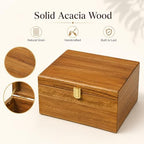 Wooden Keepsake Box, Acacia Storage Memory Box with Hinged Lid - Image 4