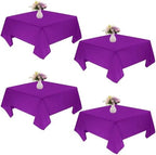 4 Pack Square Table Cloth 52x52 Inch Purple Tablecloth Machine Washable Fabric Polyester Table Cover for Dining, Buffet Parties, Picnic, Events, Weddings and Restaurants（Purple） by JALANCY
