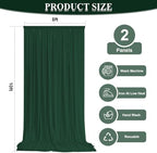 10x10ft Wrinkle Free Hunter Green Backdrop Curtain for Parties, Soft Wedding Dark Green Curtain Backdrop, Polyester Photo Backdrop Drapes for Birthday Party Baby Shower Photography Background - Image 3