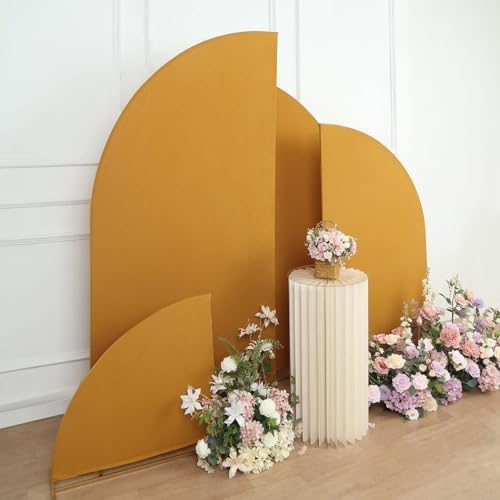 Efavormart Set of 4 Gold Spandex Half Moon Arch Covers, Custom Fit Chiara Backdrop Slipcovers 2.5ft-7ft for Luxury Galas and Glamorous Event Staging - Image 6