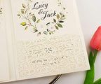 25 sets Vinatge Pearl Ivory Tri Fold Wedding Invitations Cards With Envelopes Inserts for Bridal Shower Birthday 5X7 - Image 2