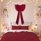 Red Bow Birthday Decorations Coquette Party Backdrop Big Bow Themed Room Large Bows Wall Decor Ormanents Giant Door Ribbon Velvet Wedding Bachelorette Baby Shower Bridal Christmas Tree Decoration - Image 6