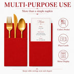 100 Pcs Red Napkins Disposable Linen Feel Dinner Paper Napkins with Built-in Flatware Pocket, 16inch x 16inch Airlaid Paper Pre-Folded Napkins for Silverware Baby Shower Easter Wedding Birthday Party - Image 7