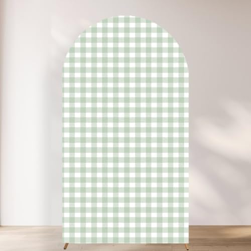 Checkered Gingham Arch Backdrop Cover 7.2ft Green and White Plaid Party by Unknown