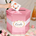 ROSEGLD Pink Card Box, Card Receiving Box with Ribbon 14x12x12 Inches - Image 2