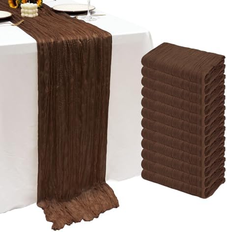 12Pack Brown Cheesecloth Table Runner 20x120 inch Gauze Table Runner by Seveups