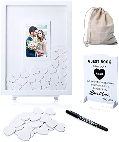 Othran Wedding Guest Book, Wedding Guest Book Alternative with Wooden Hearts, Guest Book Wedding Reception Wedding Book for Guests for Wedding Anniversary Baby Shower Birthday Party by Othran