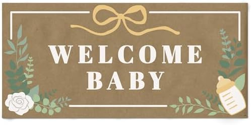 Big Dot of Happiness Boho Botanical Baby Shower Kraft Paper Banner, Greenery Welcome Baby Banner, Printed Brown Paper Party Sign Decoration – 1 Count by BigDotofHappiness