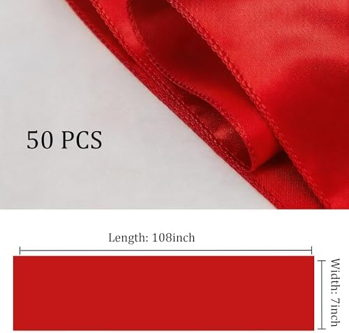 Satin Chair Sashes Bows 50 Pack Universal Polyester Chair Ribbons for Wedding Anniversary Retirement Party Birthday Engagement Banquet Graduation Bridal Shower Outdoor Events Decor (Red, 50 pcs) - Image 3