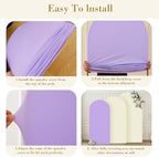 Beige and Purple Arch Cover 3 Set-6FT, 5FT, 4FT Arch Backdrop Cover Spandex Fitted 2- Color Fabric Stand Covers for Baby Shower Birthday Party Wedding Bridal Shower Photo Background Decorations - Image 6