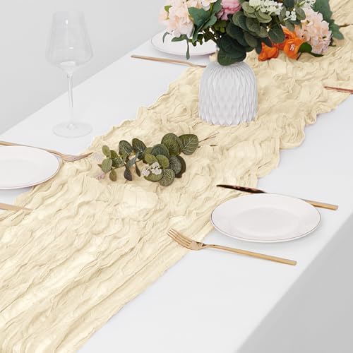 15 Pack Ivory Cheesecloth Table Runner 17 x 108 inch Cheese Cloth Table Runners 9ft Ivory Table Runner Rustic Romantic Sheer Gauze Runner for Wedding Party Baby Shower Table Decoration - Image 4