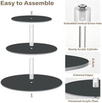 J JOYSAY Gray Pattern Acrylic Cupcake Stand 3 Tier Dessert Table Display Set Clear Cake Stands for Party Wedding Baby Shower Decorations Easy Assembly Donut Tower - Image 2